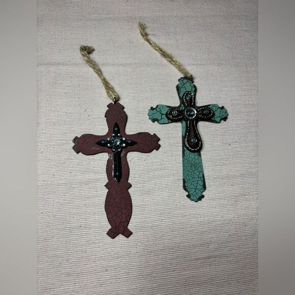 2 Elegant Crackle Crosses Home Wall Decor EPC See photos for size references! - Picture 1 of 5